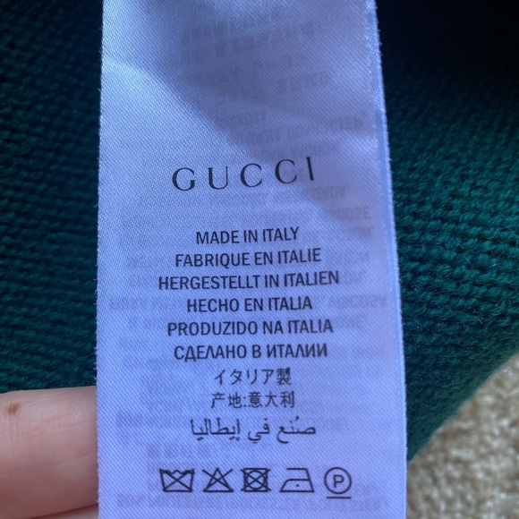 Gucci Forest Green Anchor Crest V Neck Wool Sweater Made Italy Varsity College - Picture 10 of 16